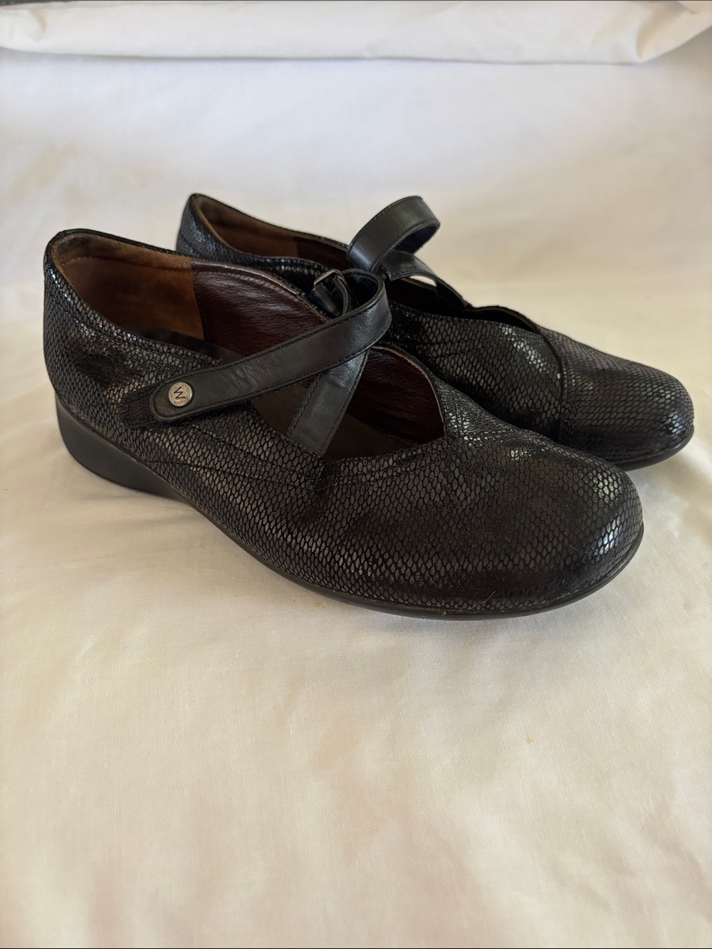 Wolky Black Textured Mary Jane’s